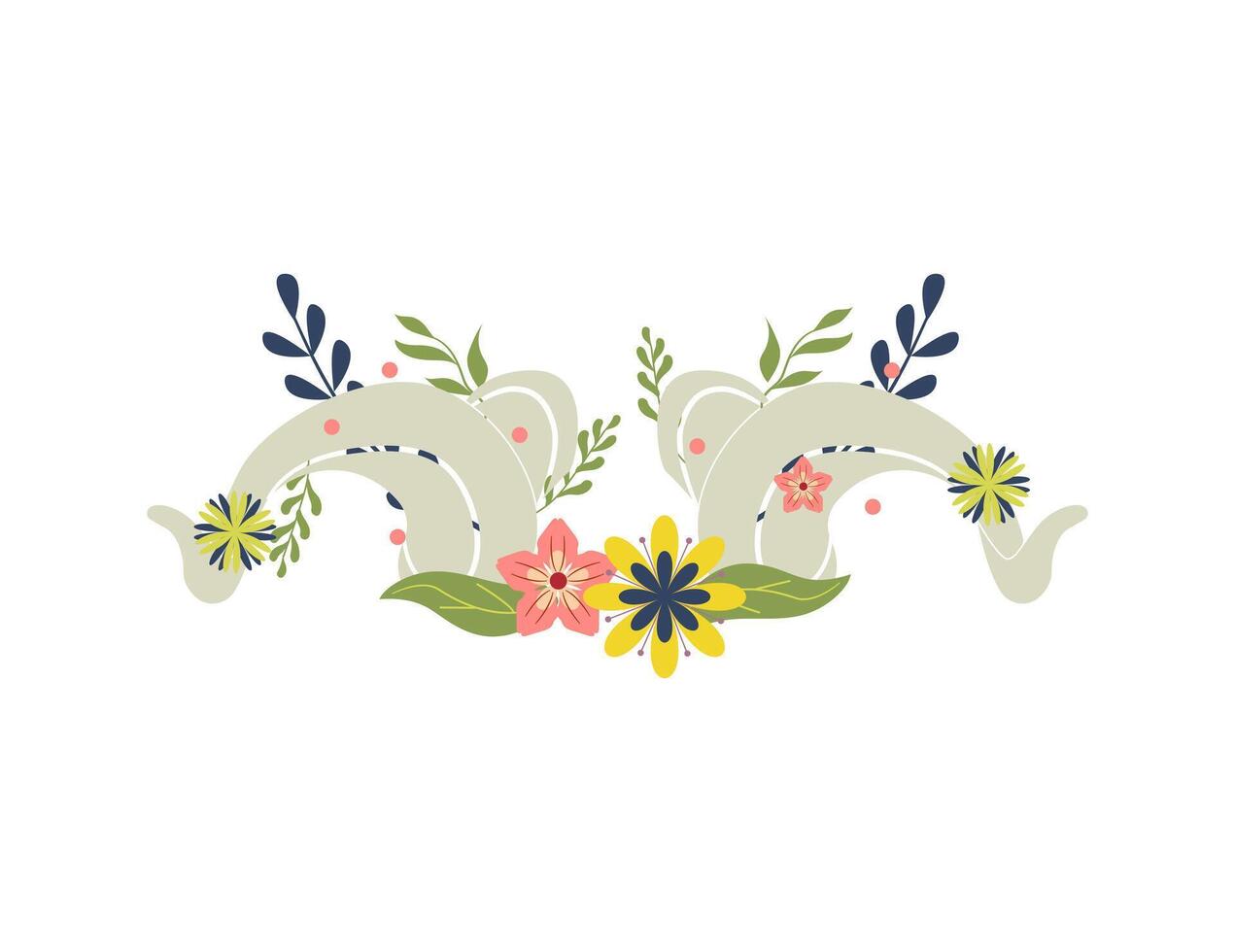Floral elephants with leaves and flowers vector