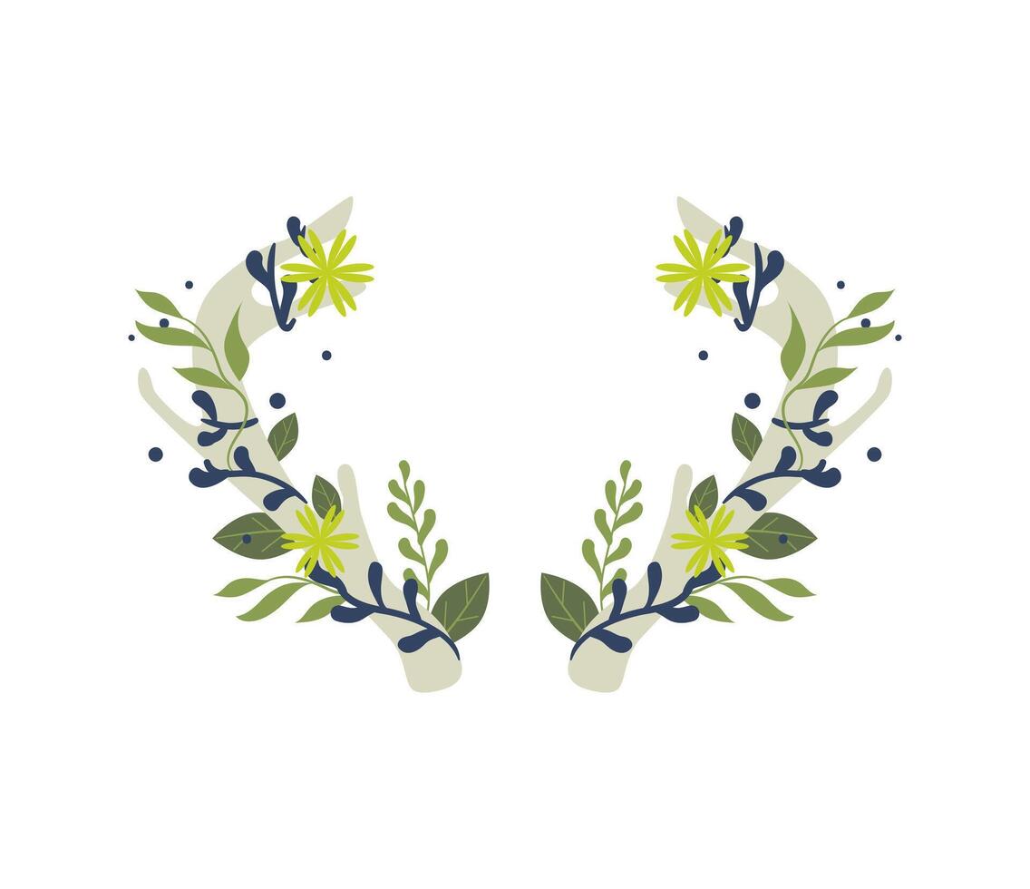 Two wreaths with flowers and leaves on them vector