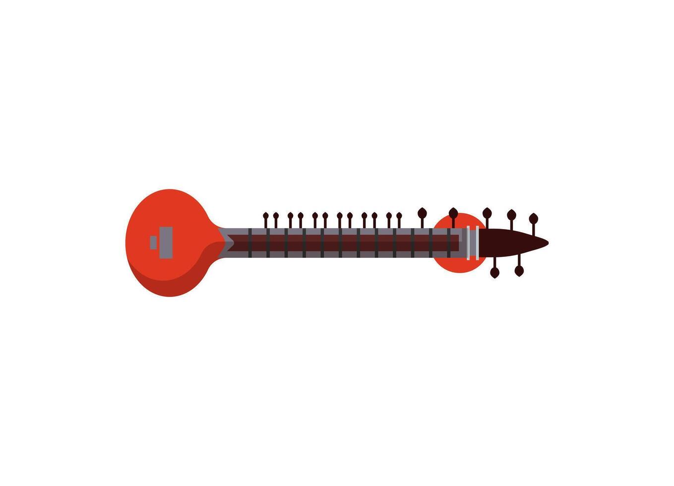 An indian sitar is shown on a white background vector