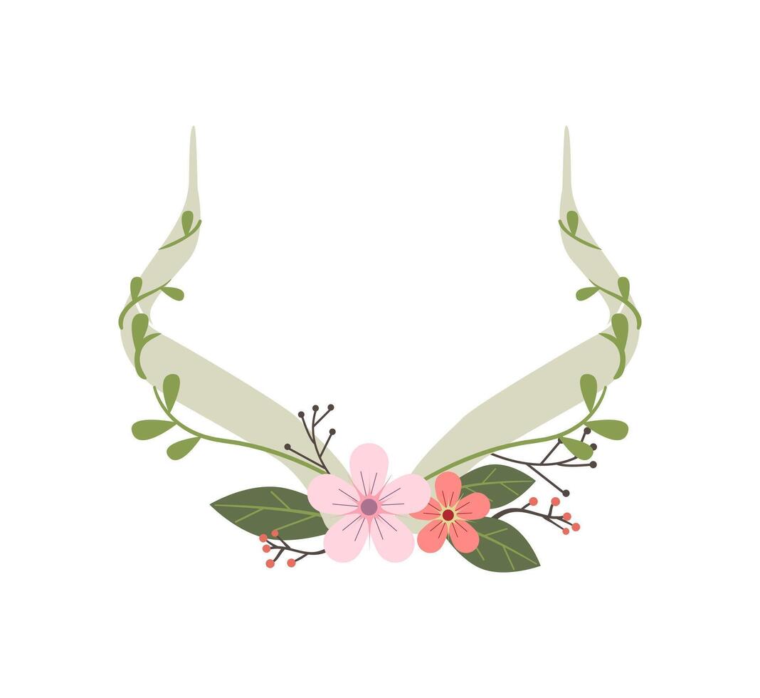 A floral necklace with leaves and flowers vector