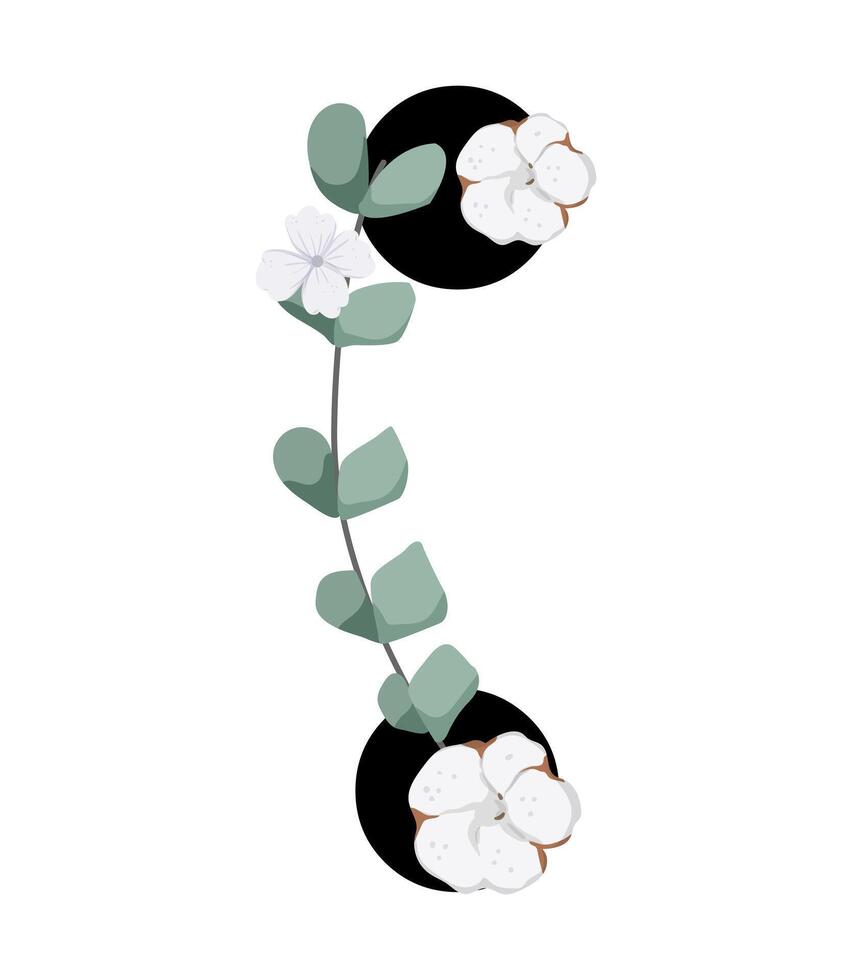 A letter j with flowers and leaves vector