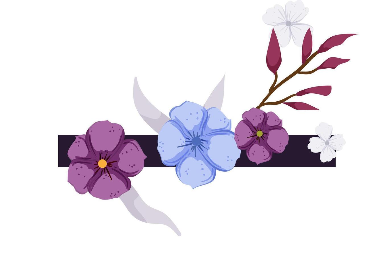 A purple and blue flower on a black ribbon vector