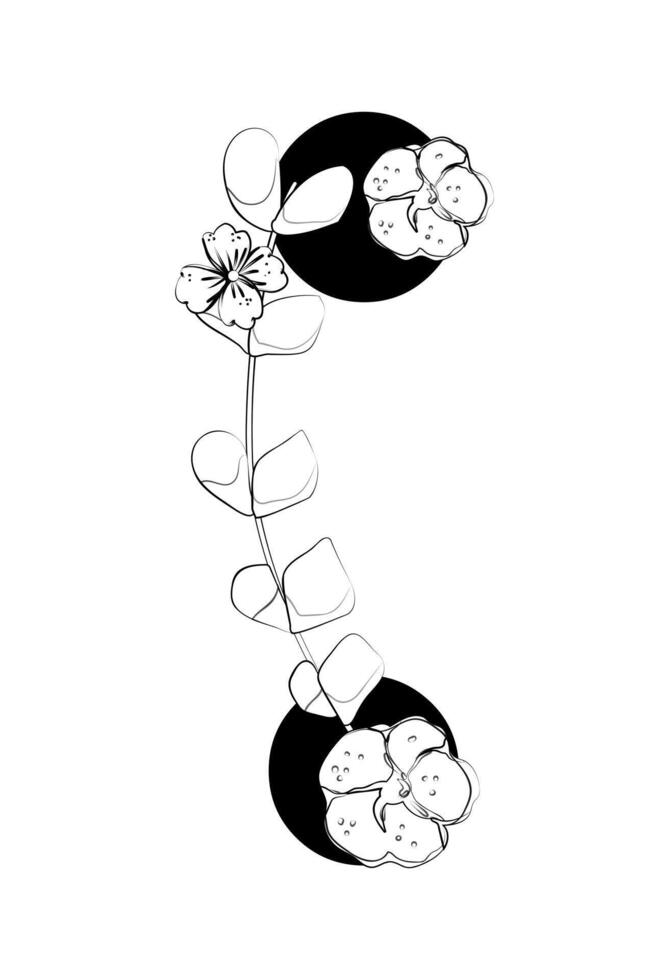 A drawing of a flower and a number two vector