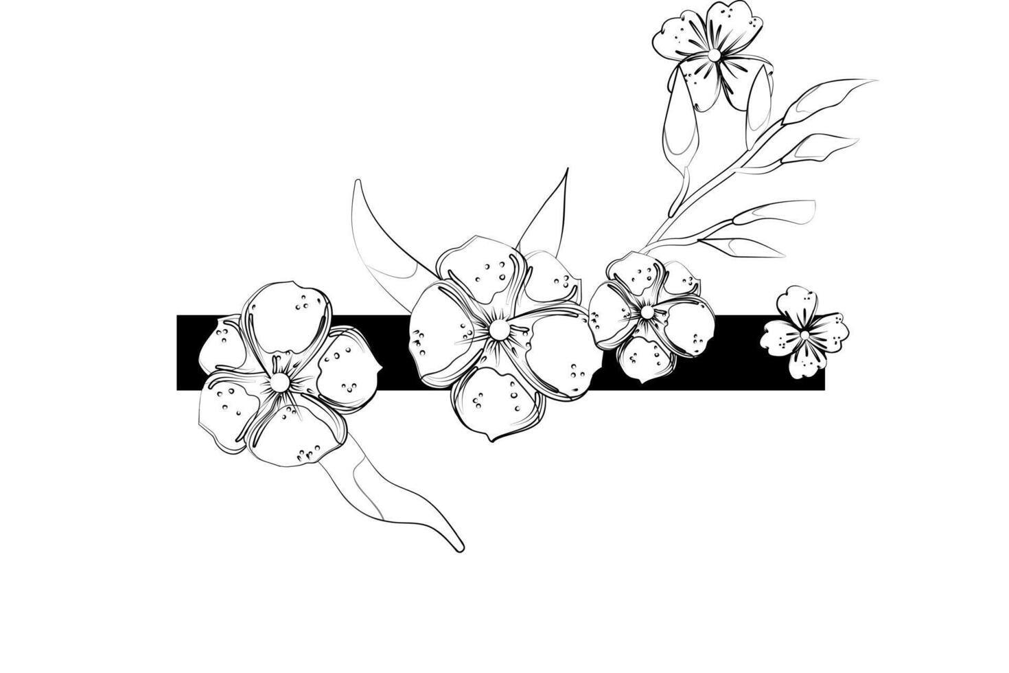 A drawing of flowers on a black background vector
