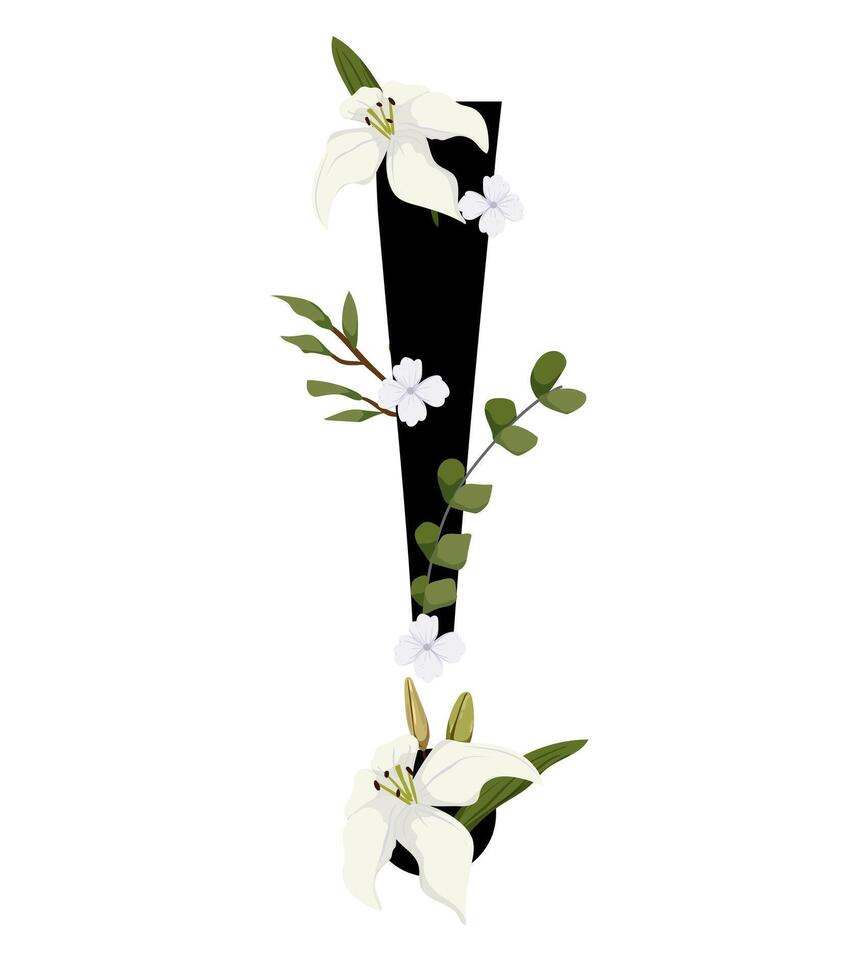 Letter i with flowers and leaves vector