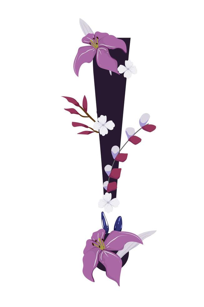 A purple flower is on top of a black vase vector