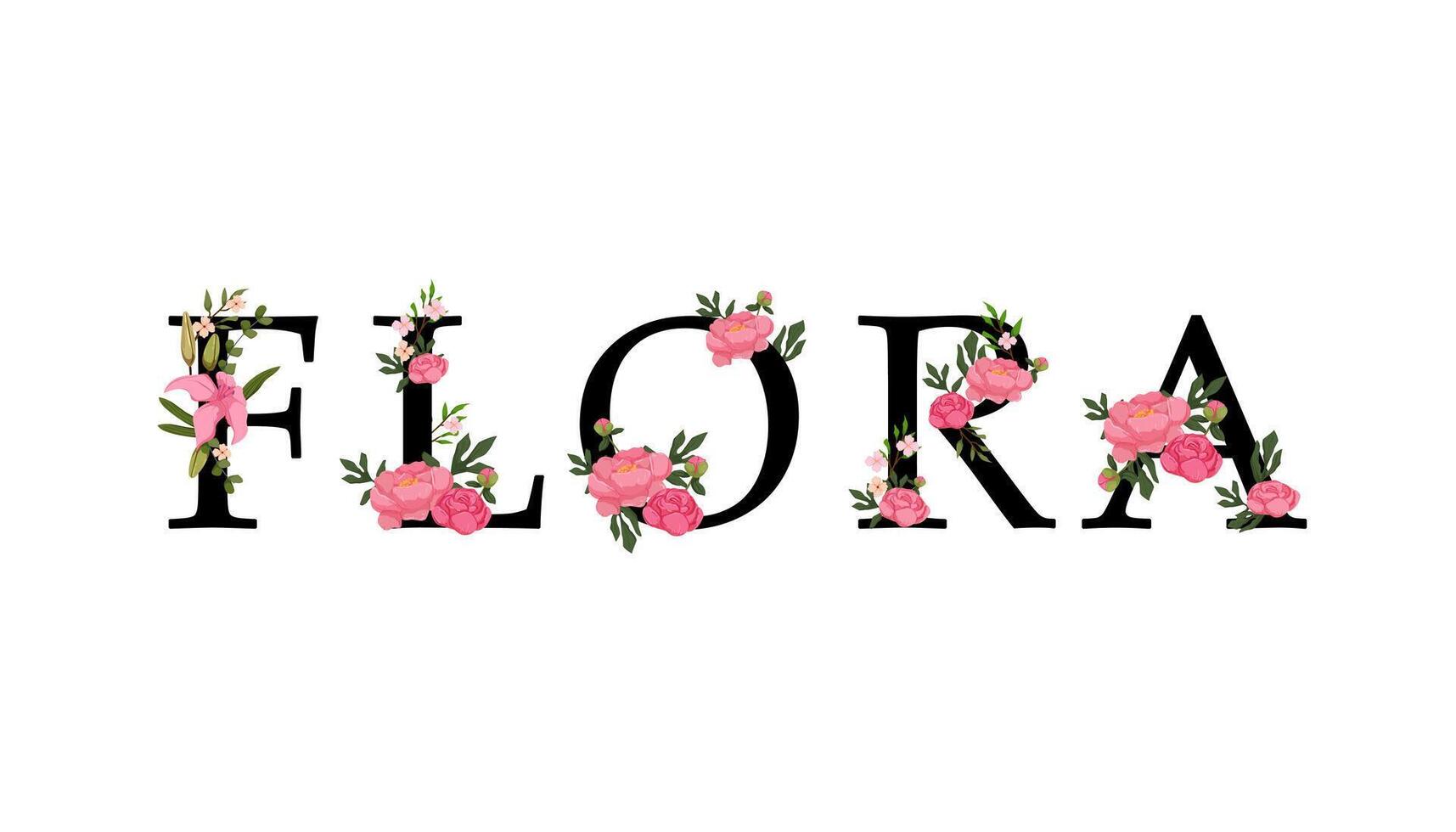 Flora floral font vector