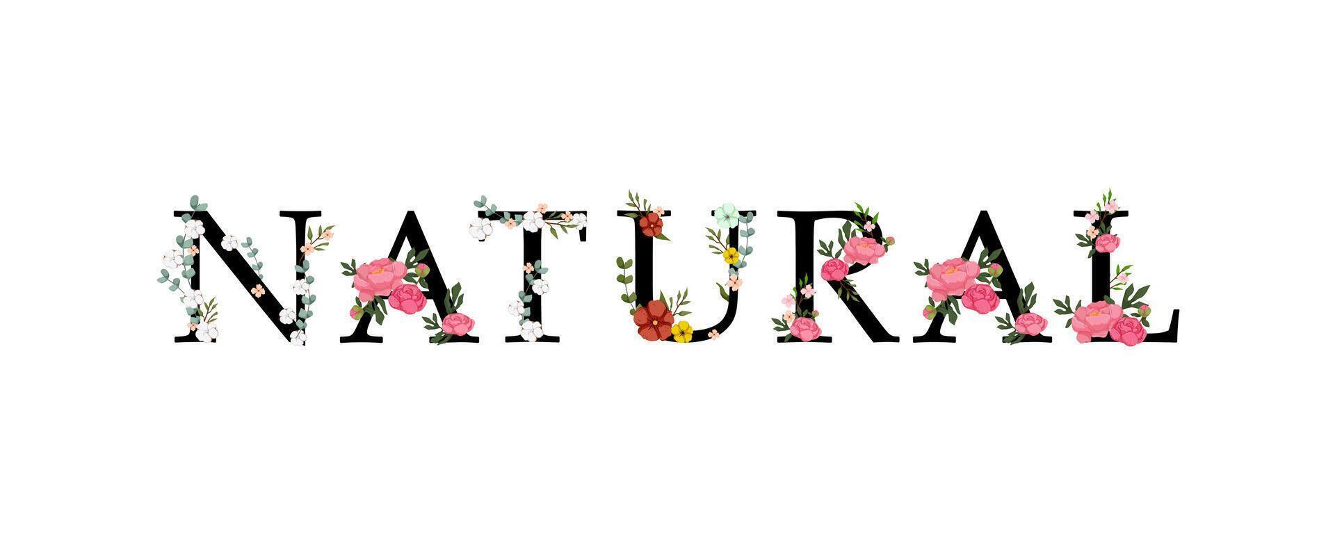 Natural floral font vector