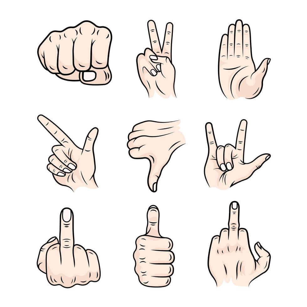 Hand gestures set illustration vector