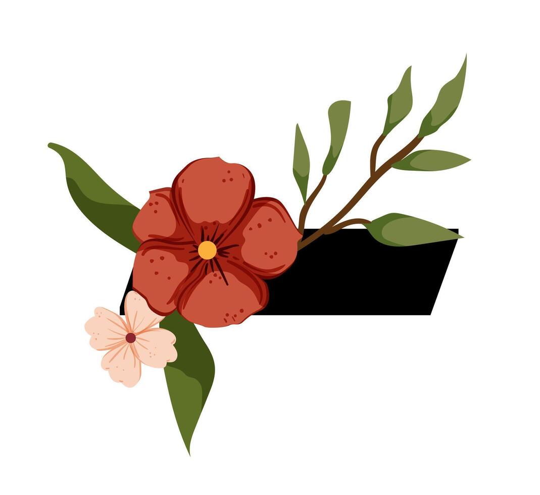 A flower and leaf on a black background vector