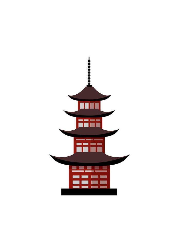 A red pagoda on a white background vector