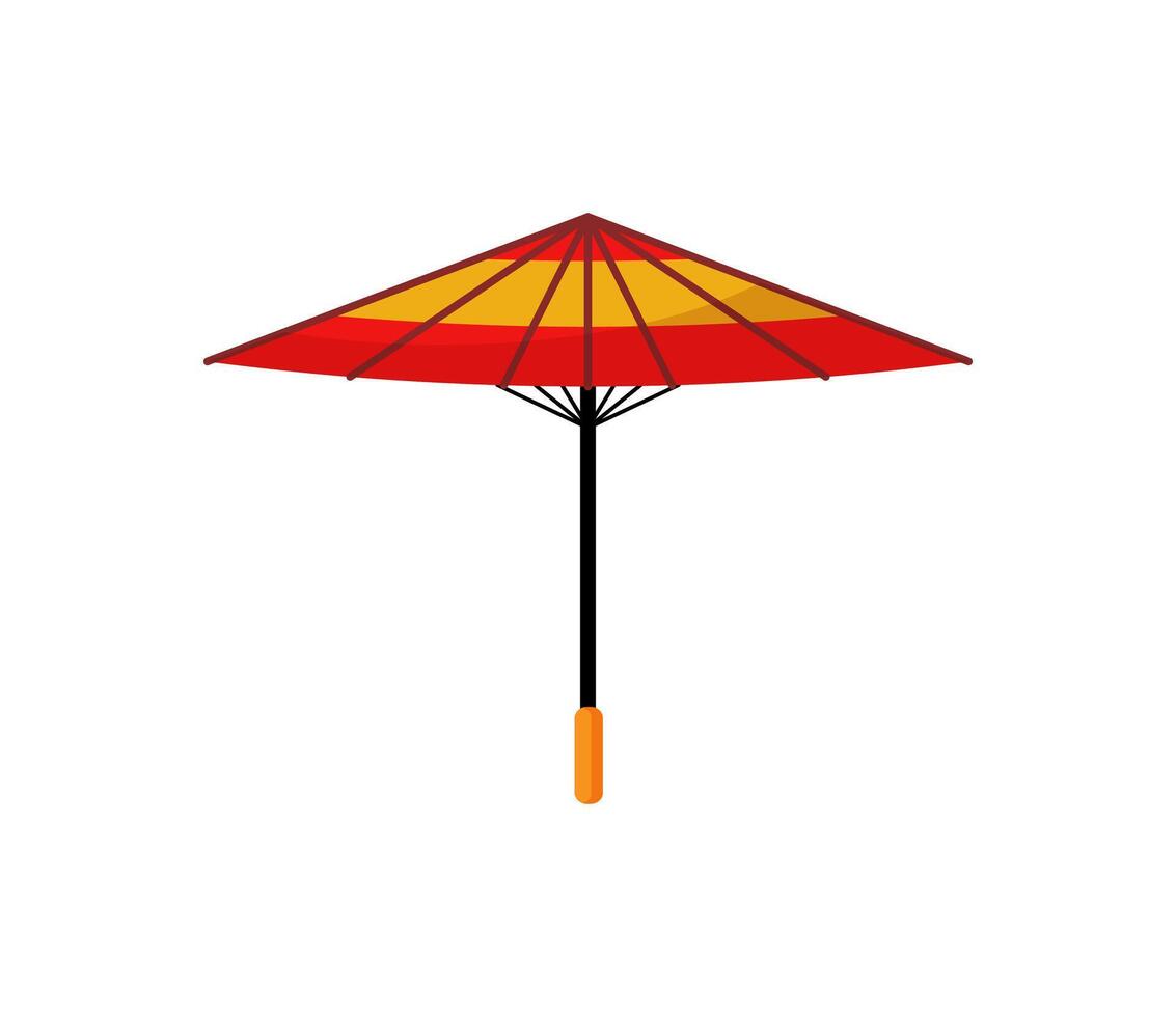 An open umbrella with a red and yellow stripe vector