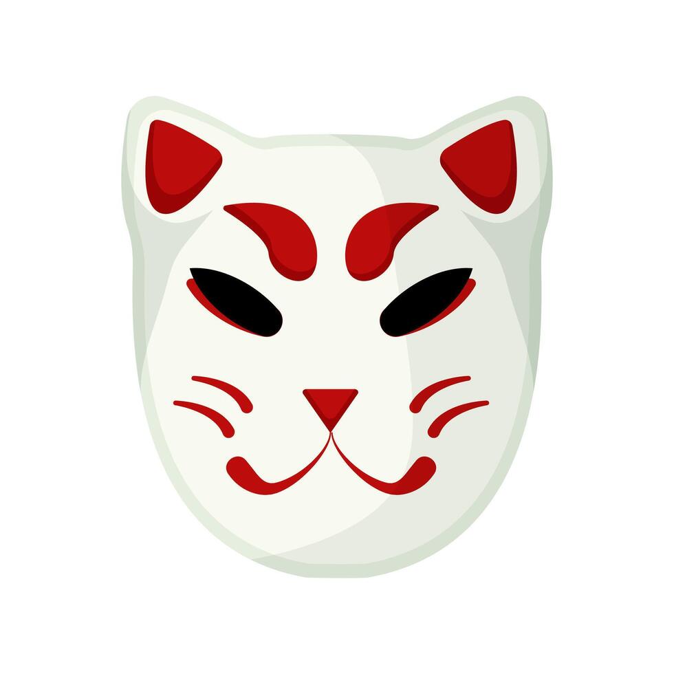 A white cat mask with red eyes vector