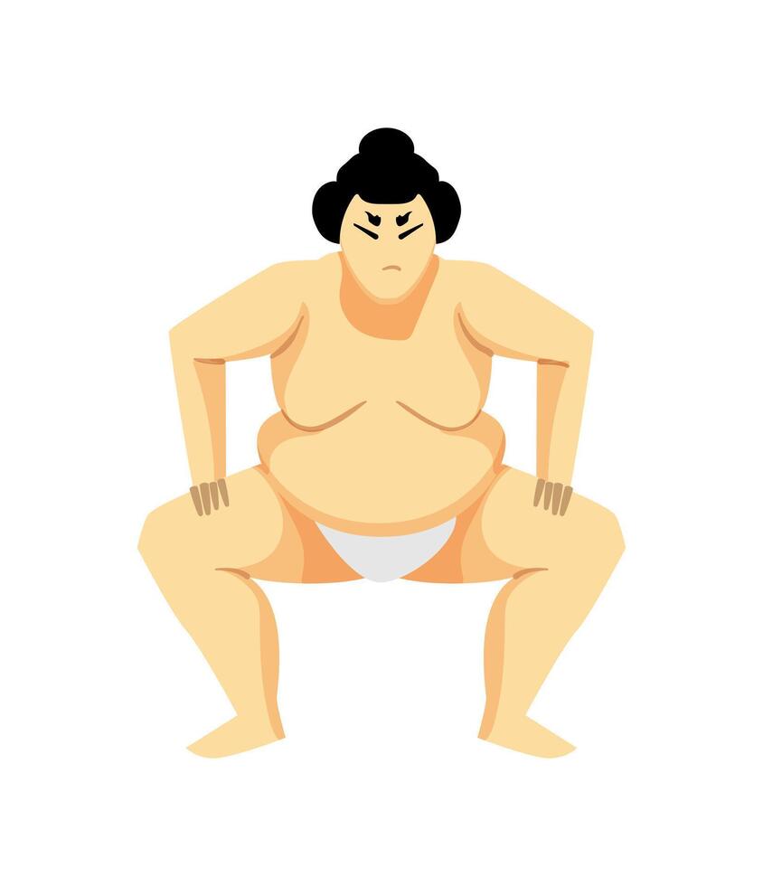 Sumo wrestler fat man cartoon illustration vector