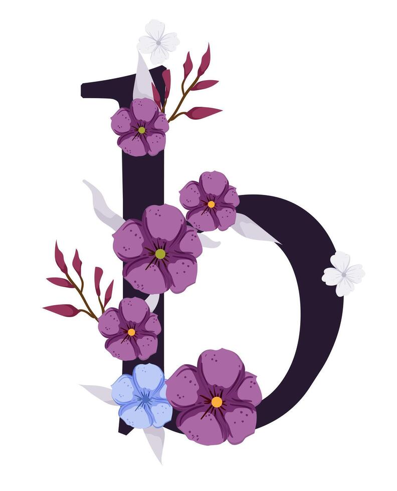 The letter b is made of flowers and leaves vector