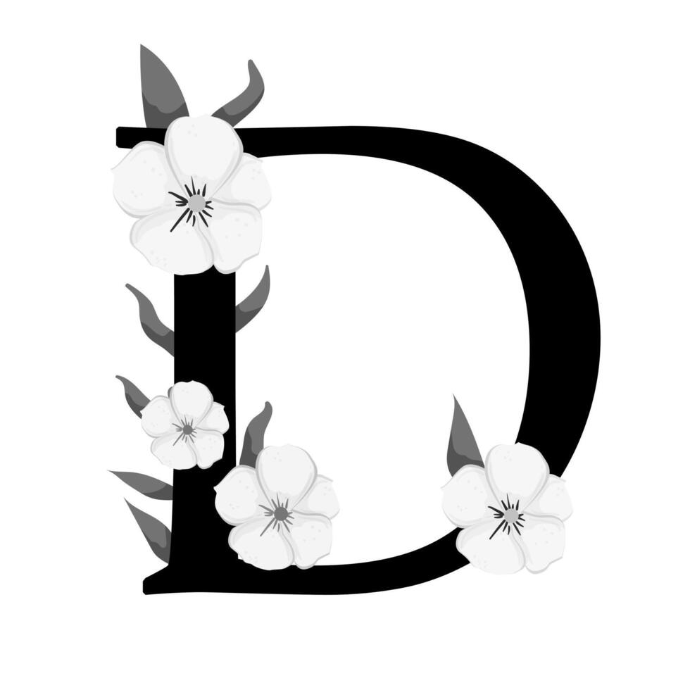 The letter d is made up of flowers vector