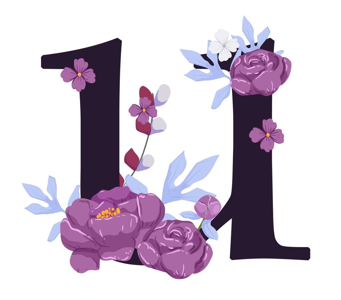 The letter u is made up of flowers and leaves vector