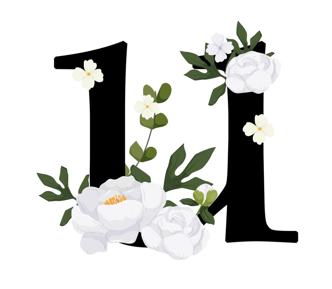 The letter u is surrounded by flowers and leaves vector