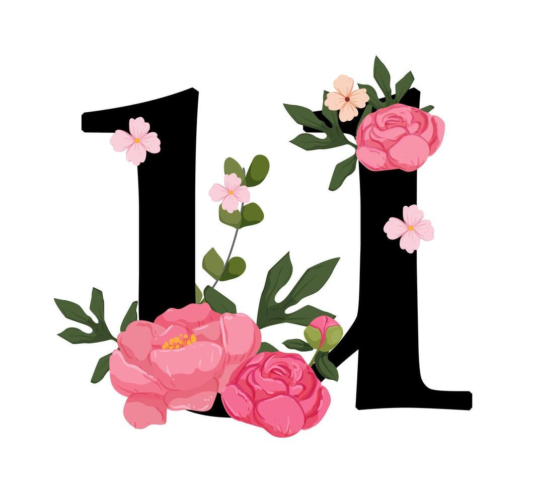 The letter u with flowers and leaves vector