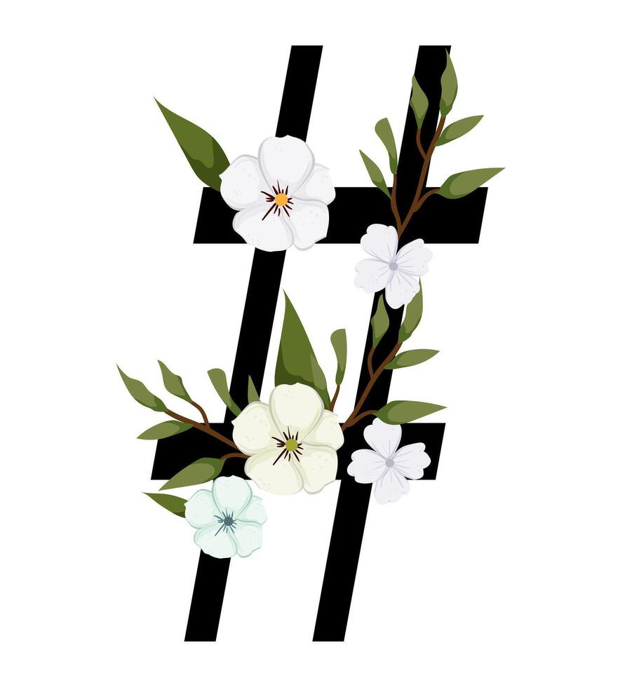 A flower is on top of a black and white square vector