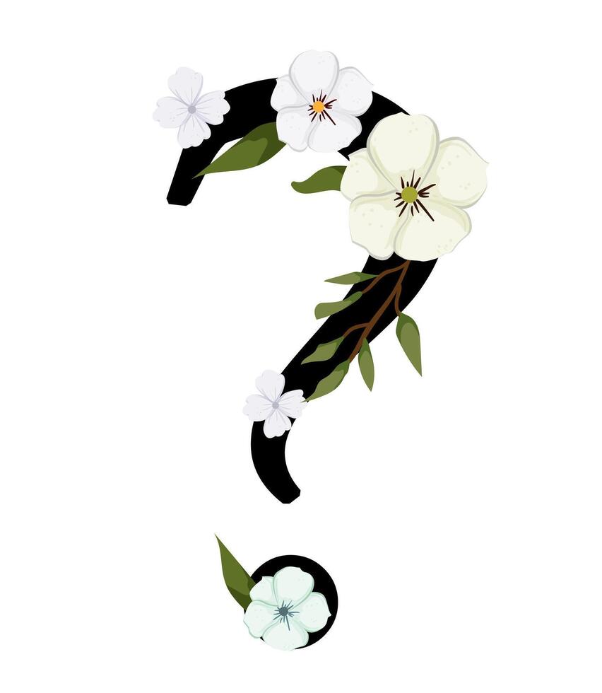 A question mark with flowers on it vector