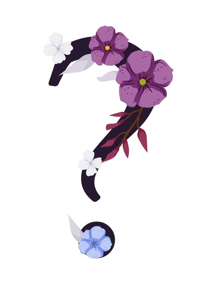 A question mark with flowers on it vector