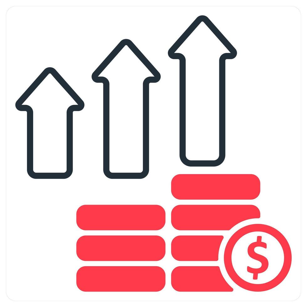 business profit and growth in red and black duo line vector