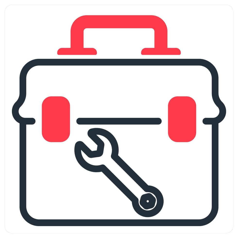 tool box and toolkit in red and black duo line vector