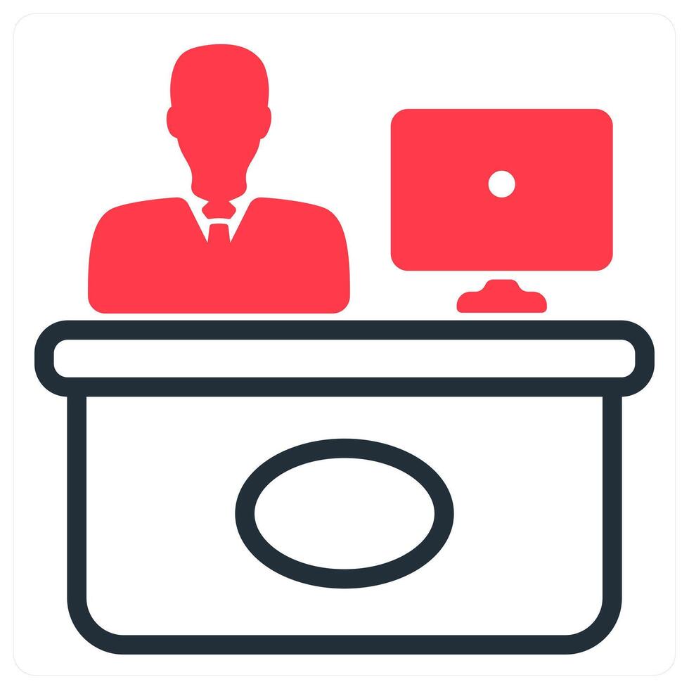 reception and office in red and black duo line vector