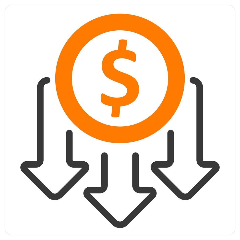 lower cost and budget in orange and black duo line vector