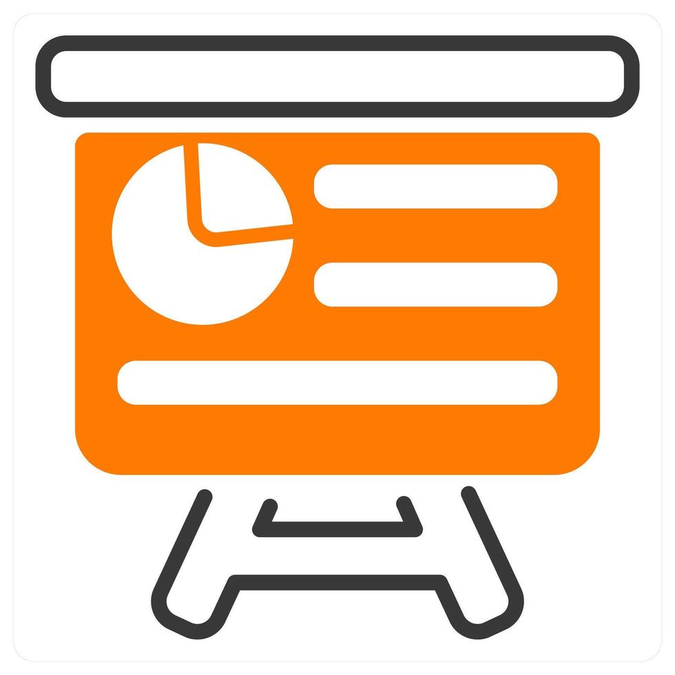presentation and speaker in orange and black duo line vector