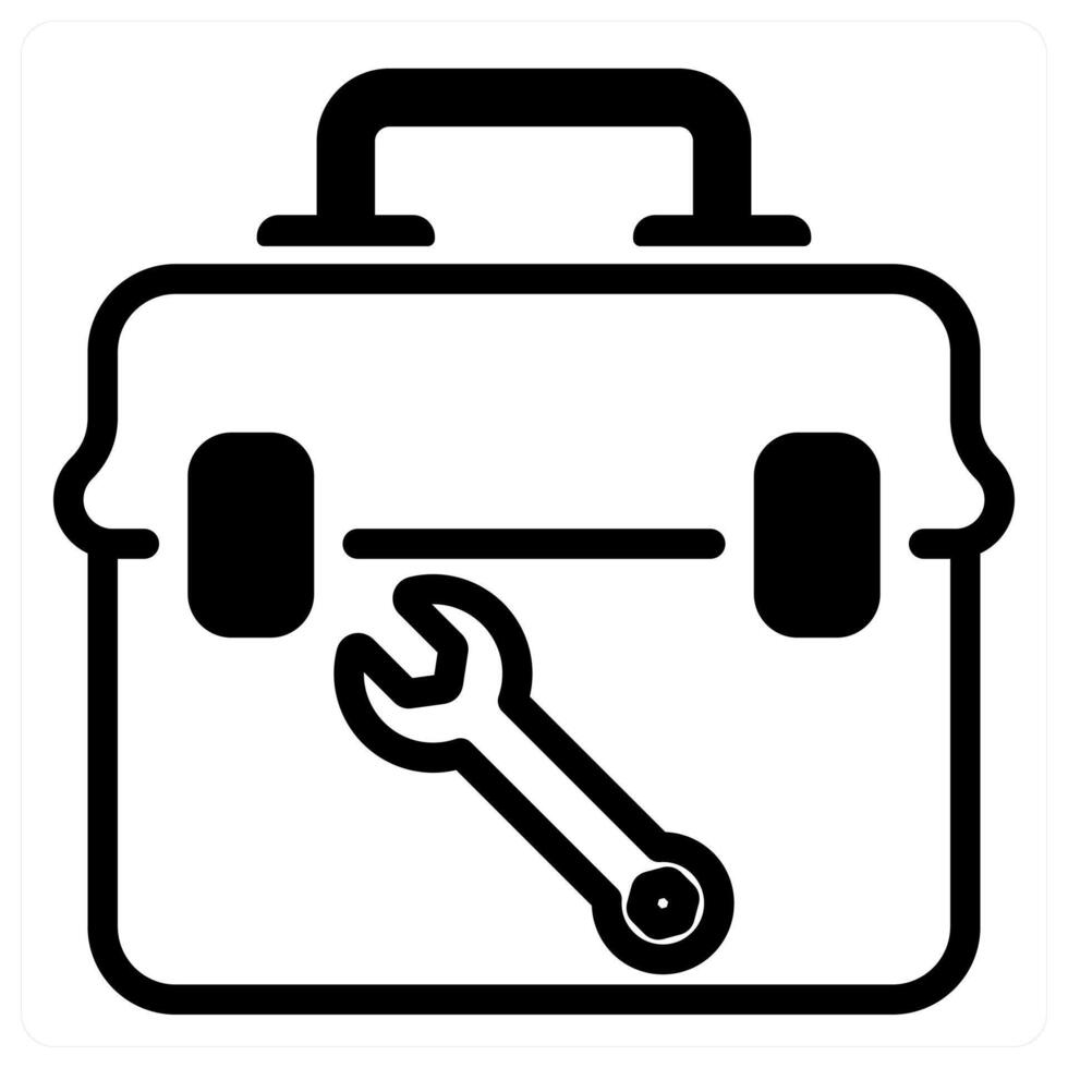 tool box and toolkit in black duo line vector