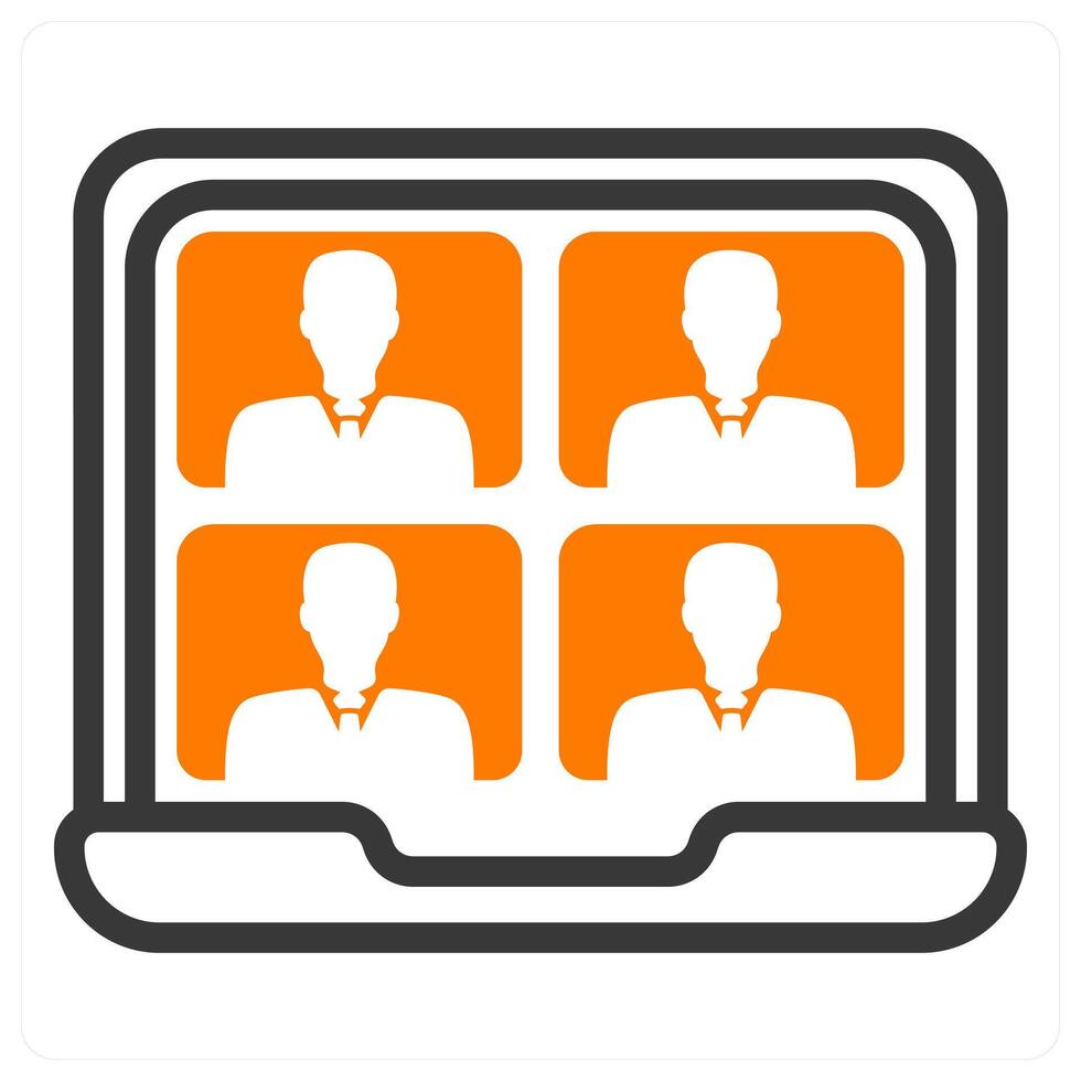 conference and meeting in orange and black duo line vector
