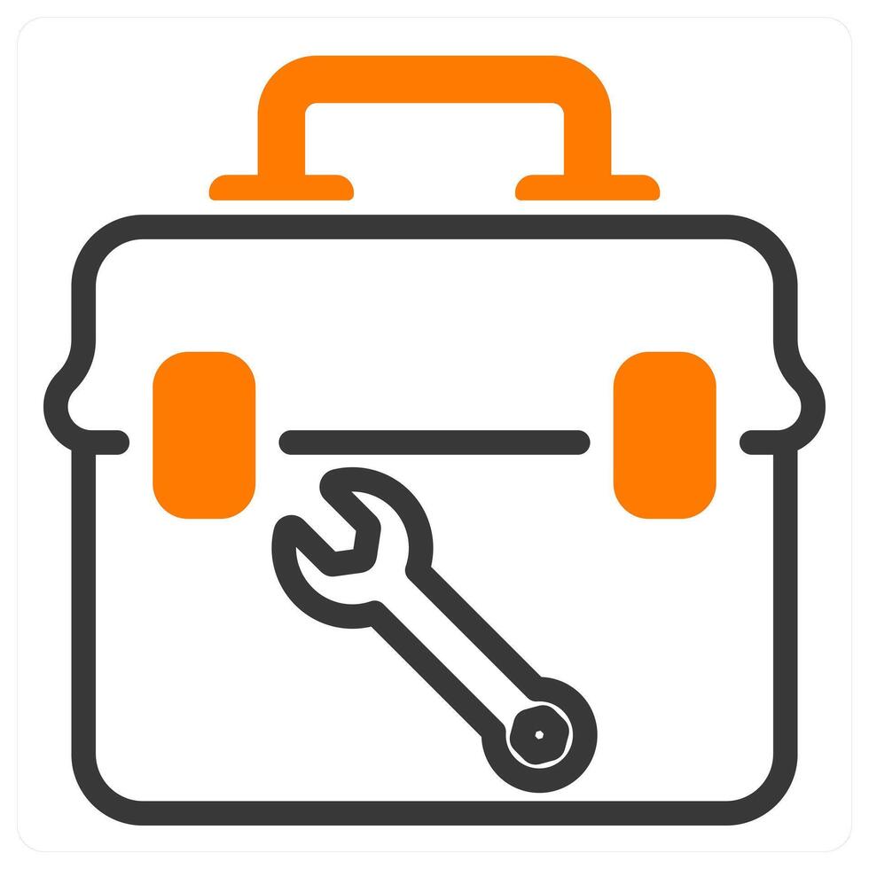 tool box and toolkit in orange and black duo line vector