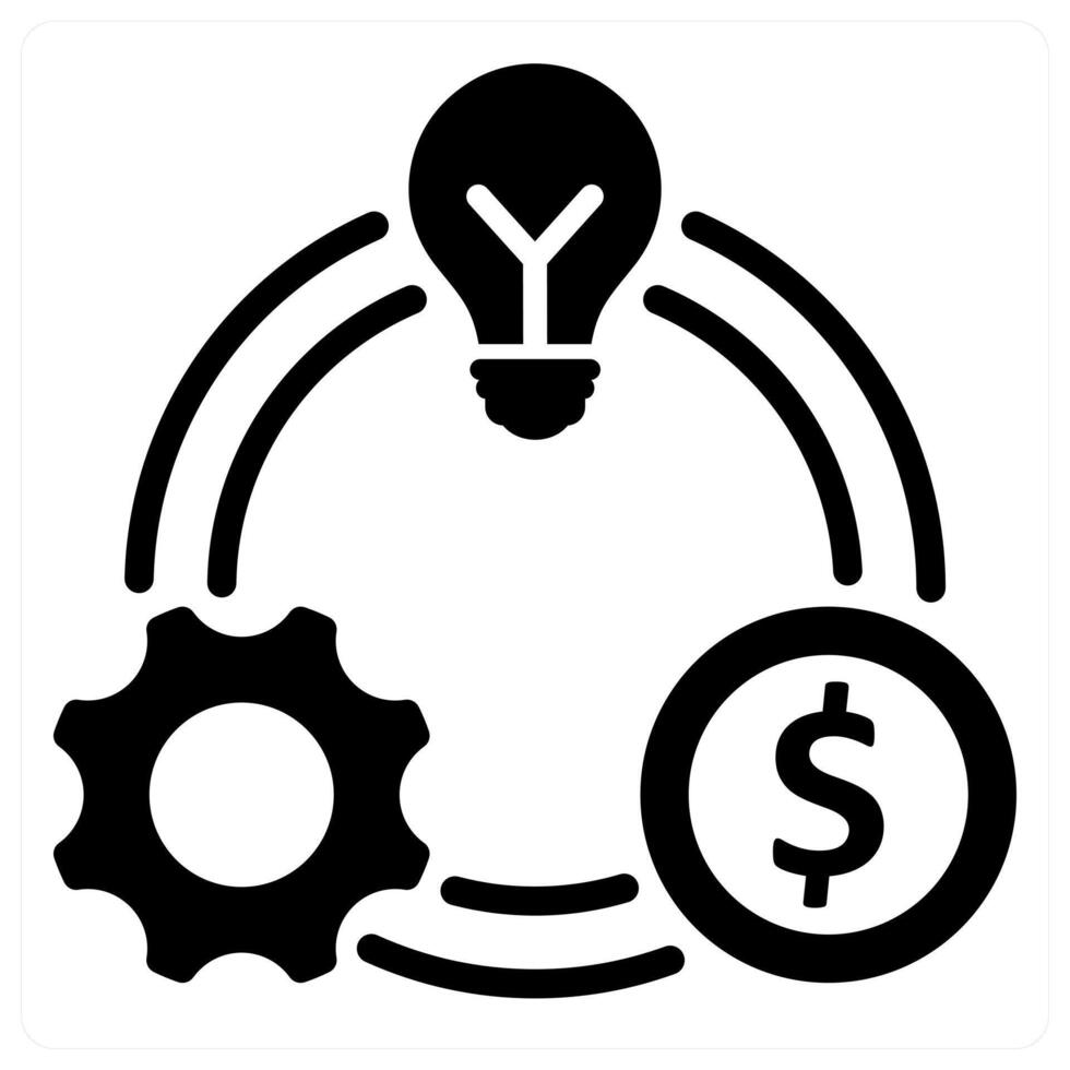 business model and strategy in black duo line vector