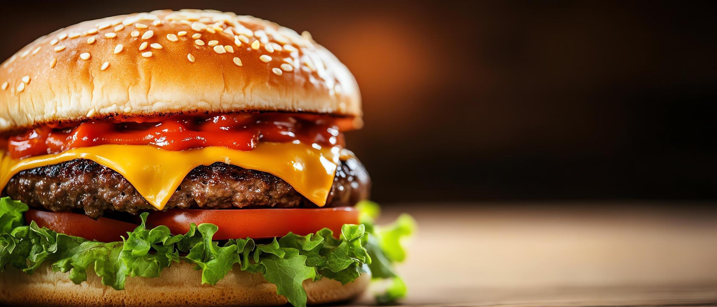 Delicious cheeseburger with fresh ingredients. photo