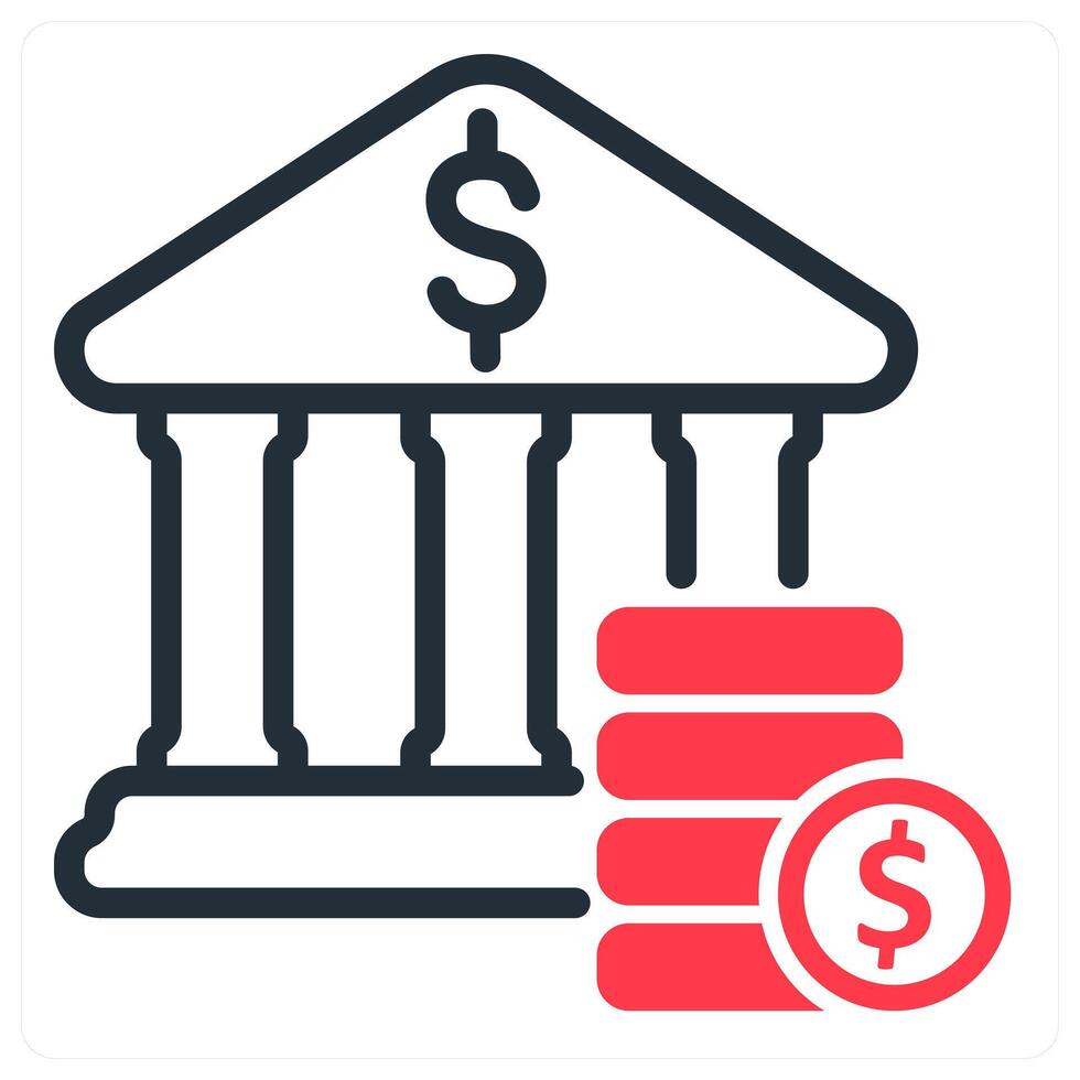 bank savings and deposit in red and black duo line vector