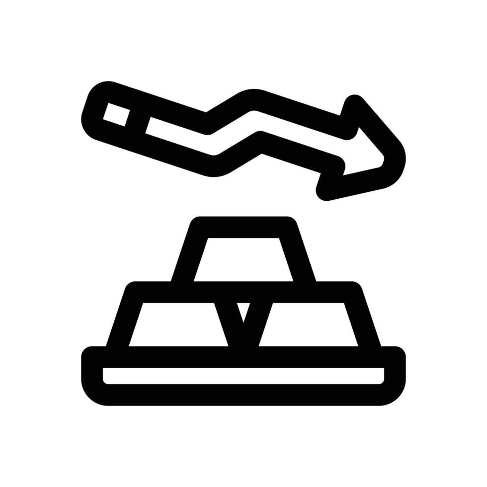 gold decrease line icon. Clean and minimalist icon for websites, mobile apps, presentations, and logos. Fully scalable and customizable for any project. vector