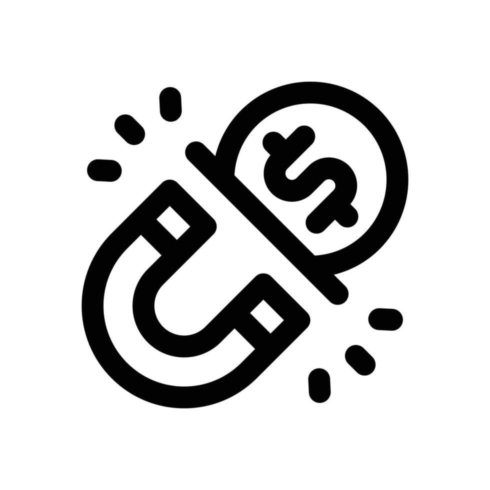 money magnet line icon. Clean and minimalist icon for websites, mobile apps, presentations, and logos. Fully scalable and customizable for any project. vector