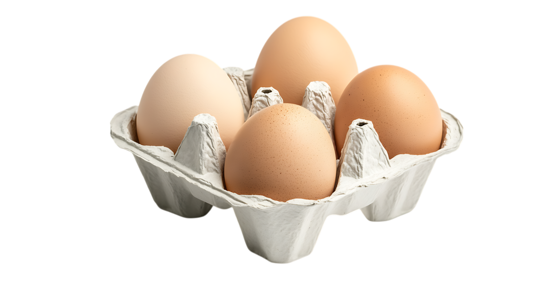 Four fresh eggs in a carton png
