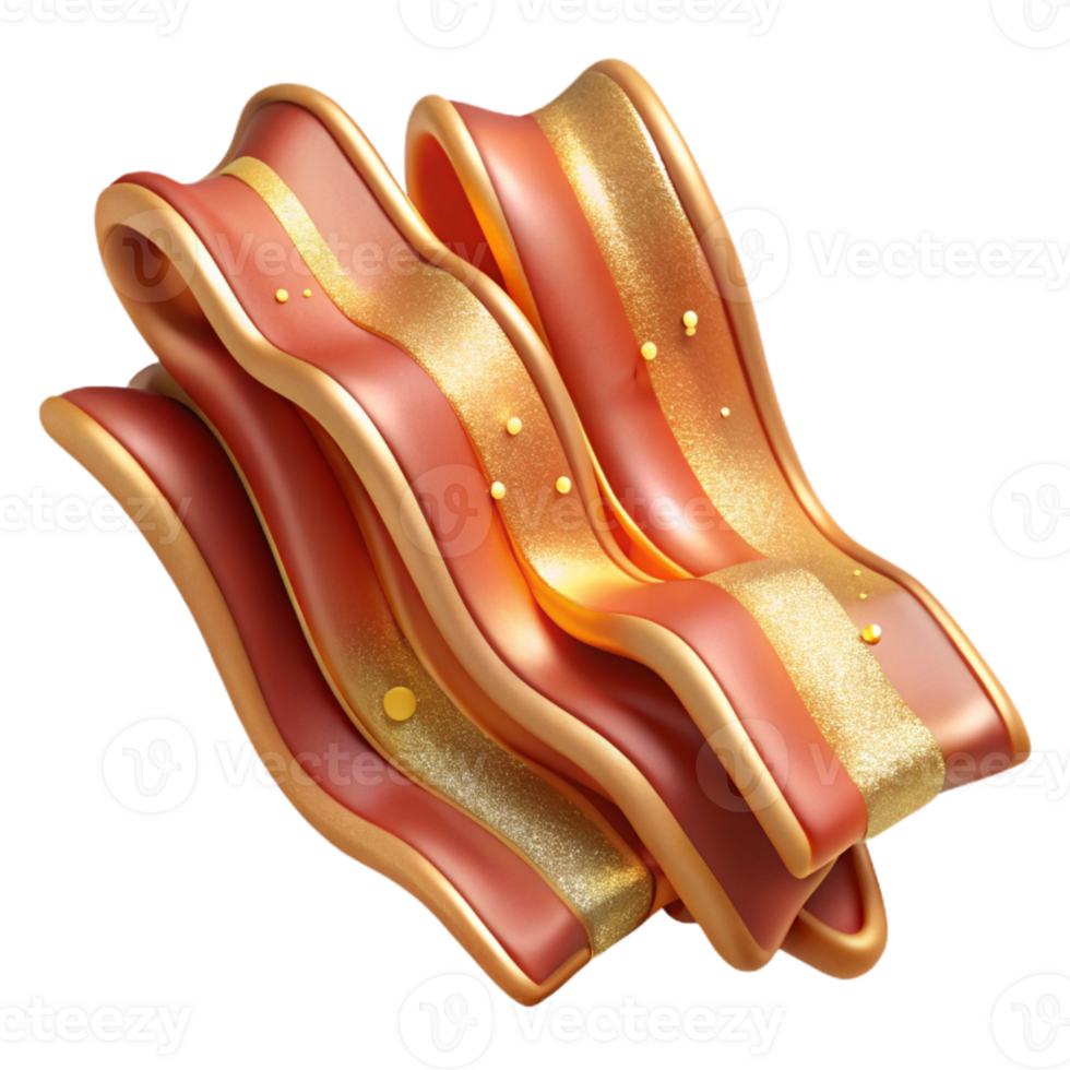 vibrant minimalist Bacon Strips Pork Breakfast Meat Cutout for Brunch Menus premium png