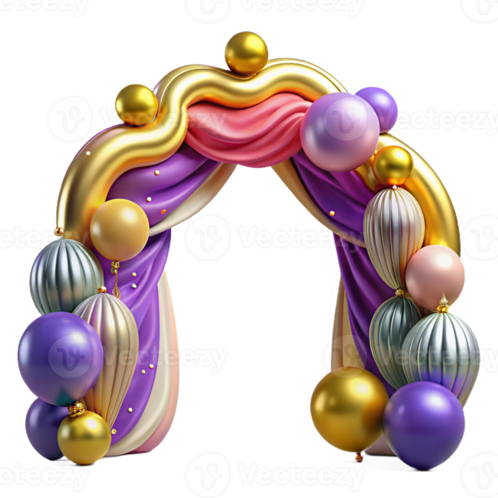 elegant contemporary Balloon Arch Colorful Entrance Decor Isolated png