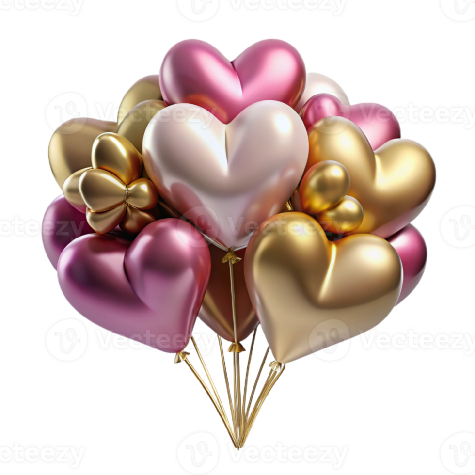 magnificent modern Birthday Balloons Heart Shaped Bouquet Cutout professional png