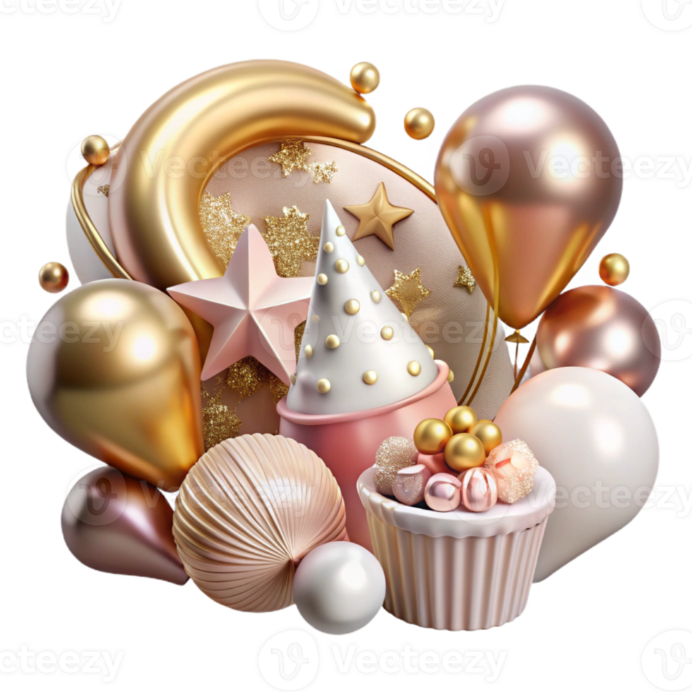 serene minimalist Birthday Party Decorations Transparent for Event Planning professional png