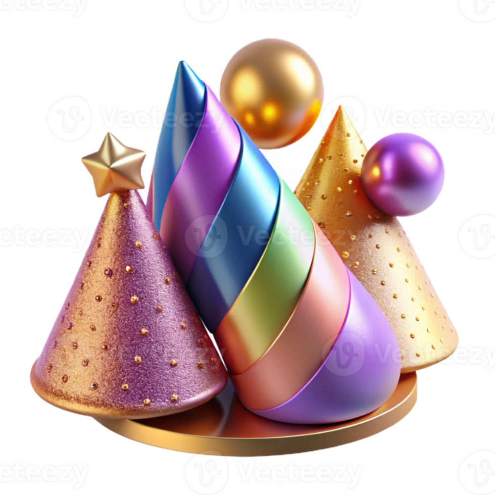 wonderful traditional Birthday Party Hats Colorful Set Cutout high quality png