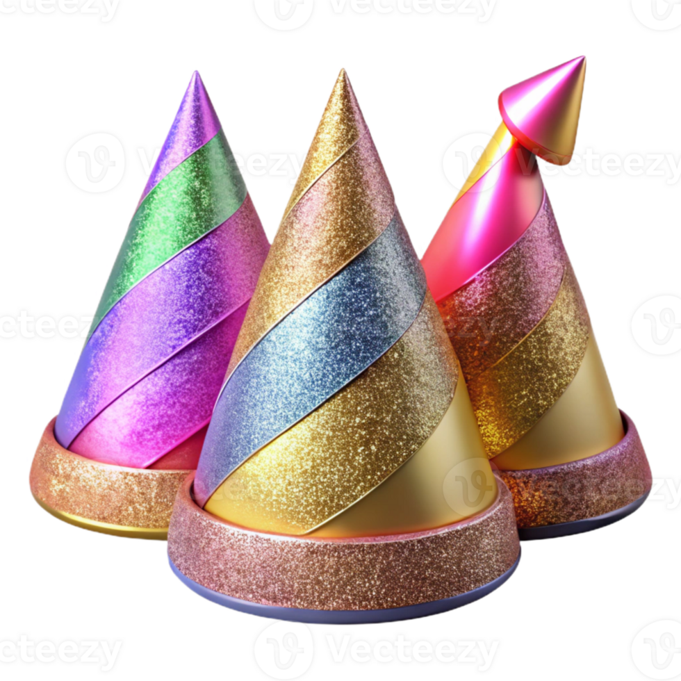 serene rustic Birthday Party Hats Colorful Set Cutout png