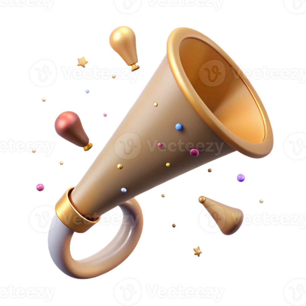 stunning artistic Birthday Party Horn with Confetti Isolated png