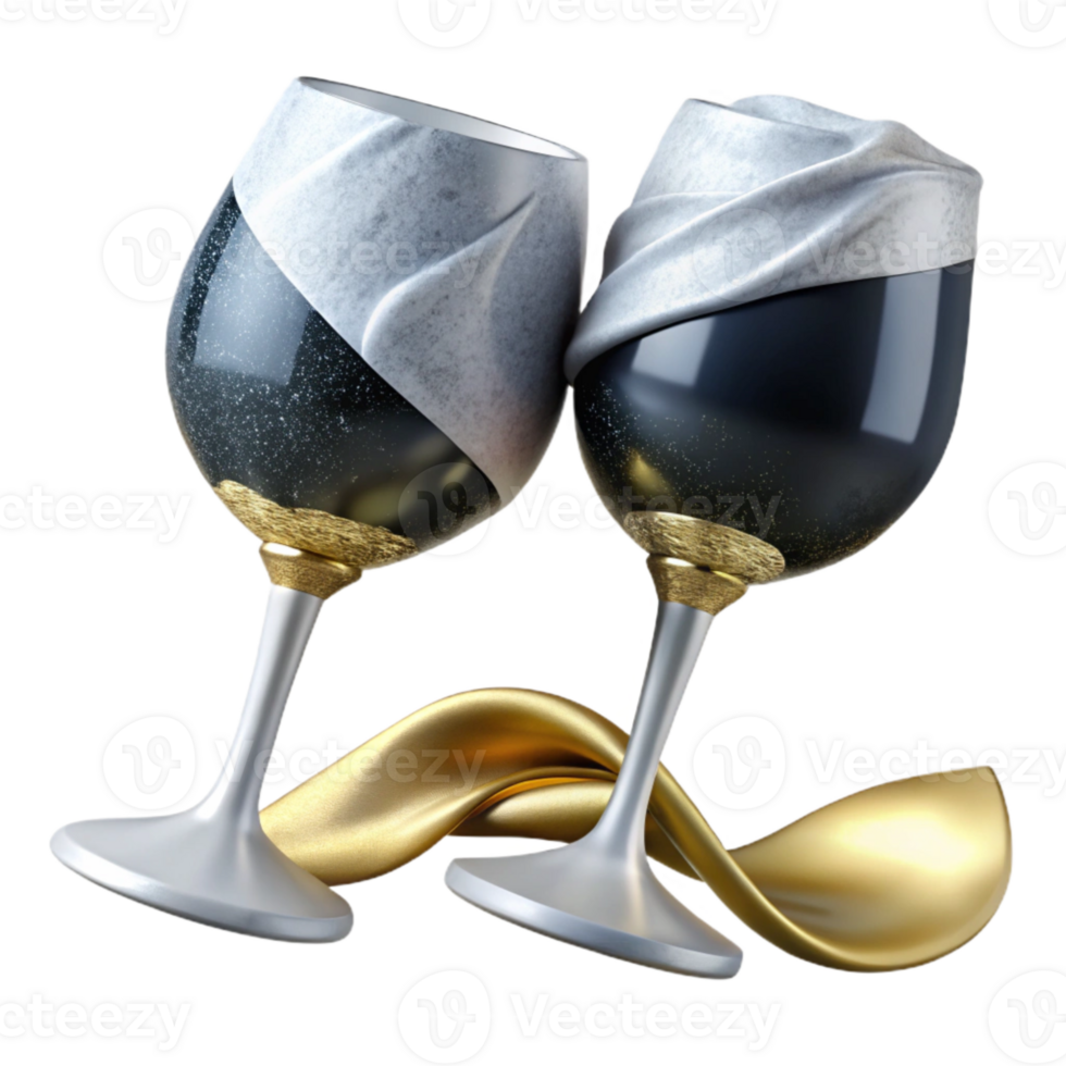 elegant modern Black and White Wine Glasses Transparent for Wine Lists png