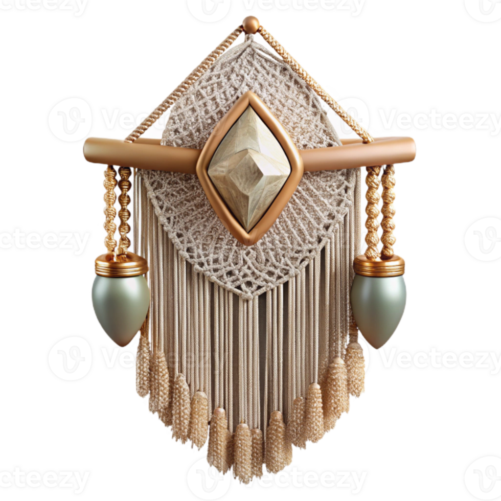 stunning rustic Boho Macrame Wall Hanging Isolated Home Decor Element detailed png