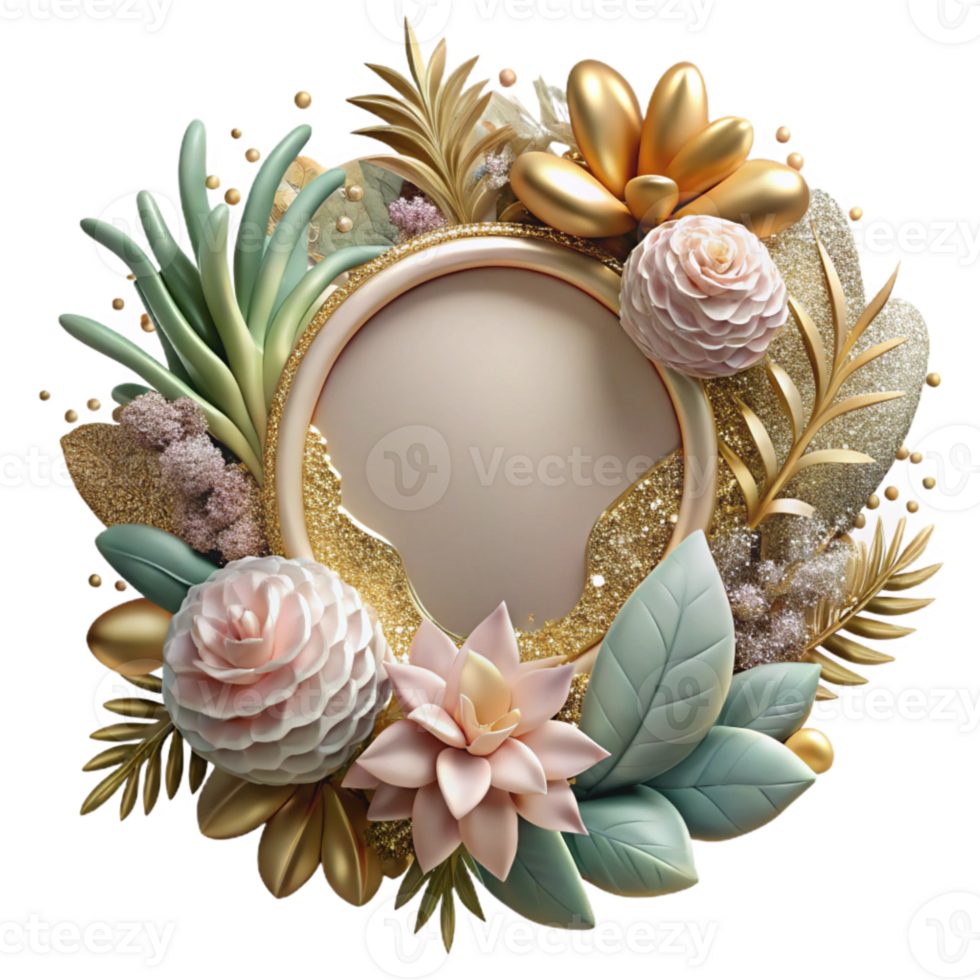 vibrant modern Botanical Frame Transparent for Certificate Designs premium png